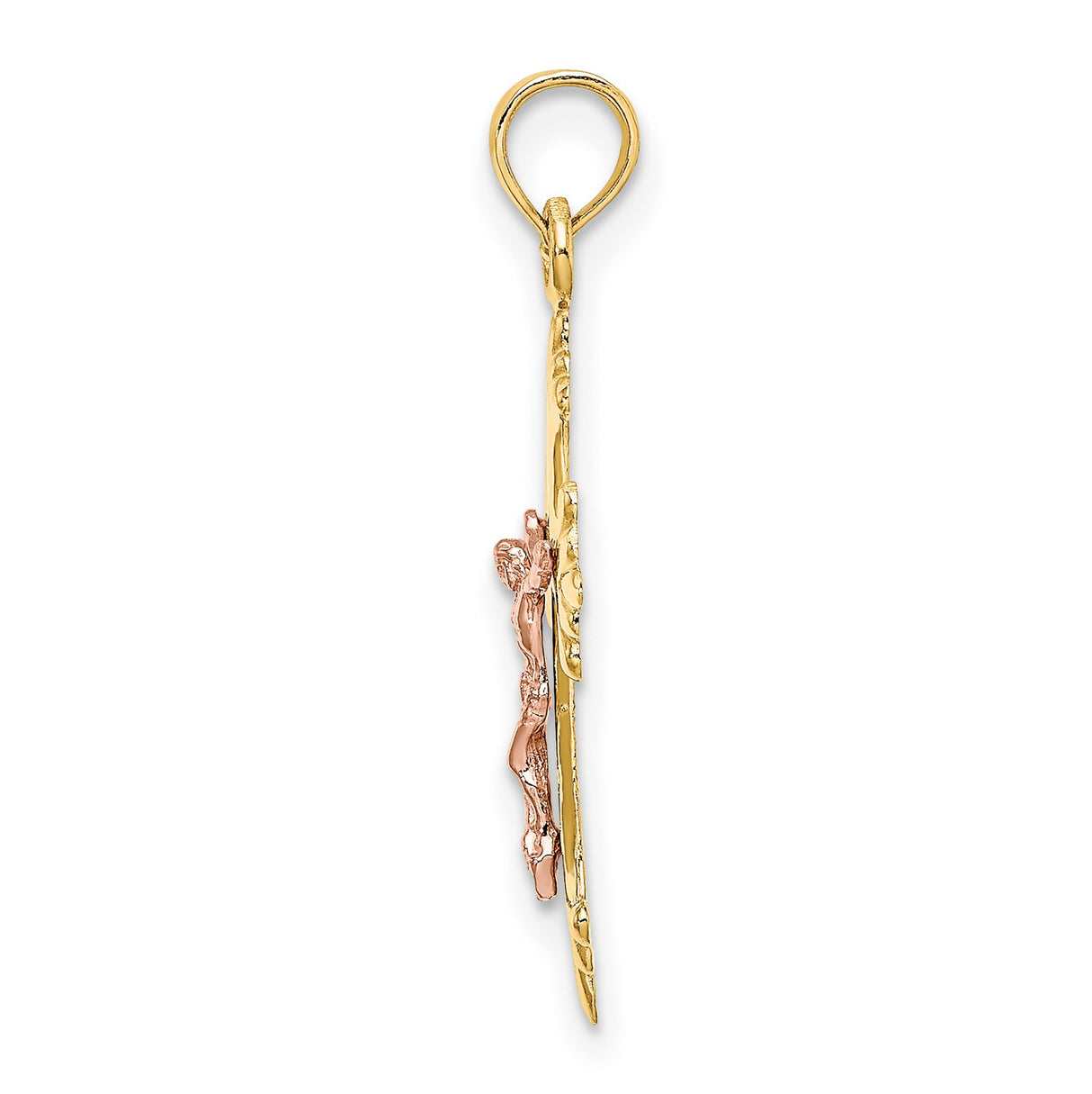 Crucifix Charm Pendant in Real 10k Multi-Tone Gold