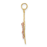 Crucifix Charm Pendant in Real 10k Multi-Tone Gold