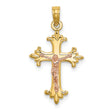 Crucifix Charm Pendant in Real 10k Multi-Tone Gold