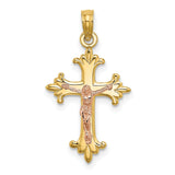 Crucifix Charm Pendant in Real 10k Multi-Tone Gold