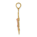 Crucifix with Lace Trim Charm Pendant in Real 10k Multi-Tone Gold