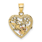 #1 WIFE In Heart Charm Pendant in Real 10k Multi-Tone Gold