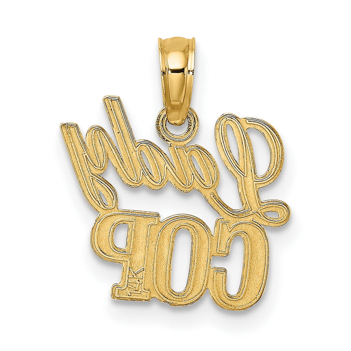 10k Yellow Gold Lady Cop Pendant, Police Badge Charm, Law Enforcement Theme