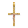 Cross Crucifix Charm Pendant in Real 10k Multi-Tone Gold