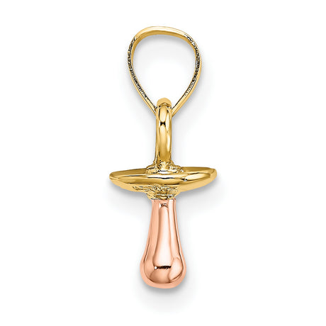 10k Two-Tone Gold Pacifier Pendant with Yellow and Rose Gold Accents, Motherhood Charm