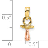 10k Two-Tone Gold Pacifier Pendant with Yellow and Rose Gold Accents, Motherhood Charm