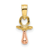 10k Two-Tone Gold Pacifier Pendant with Yellow and Rose Gold Accents, Motherhood Charm