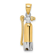 10k Yellow Gold and Rhodium Scuba Tank Pendant with Hose Detail, Nautical Charm for Divers