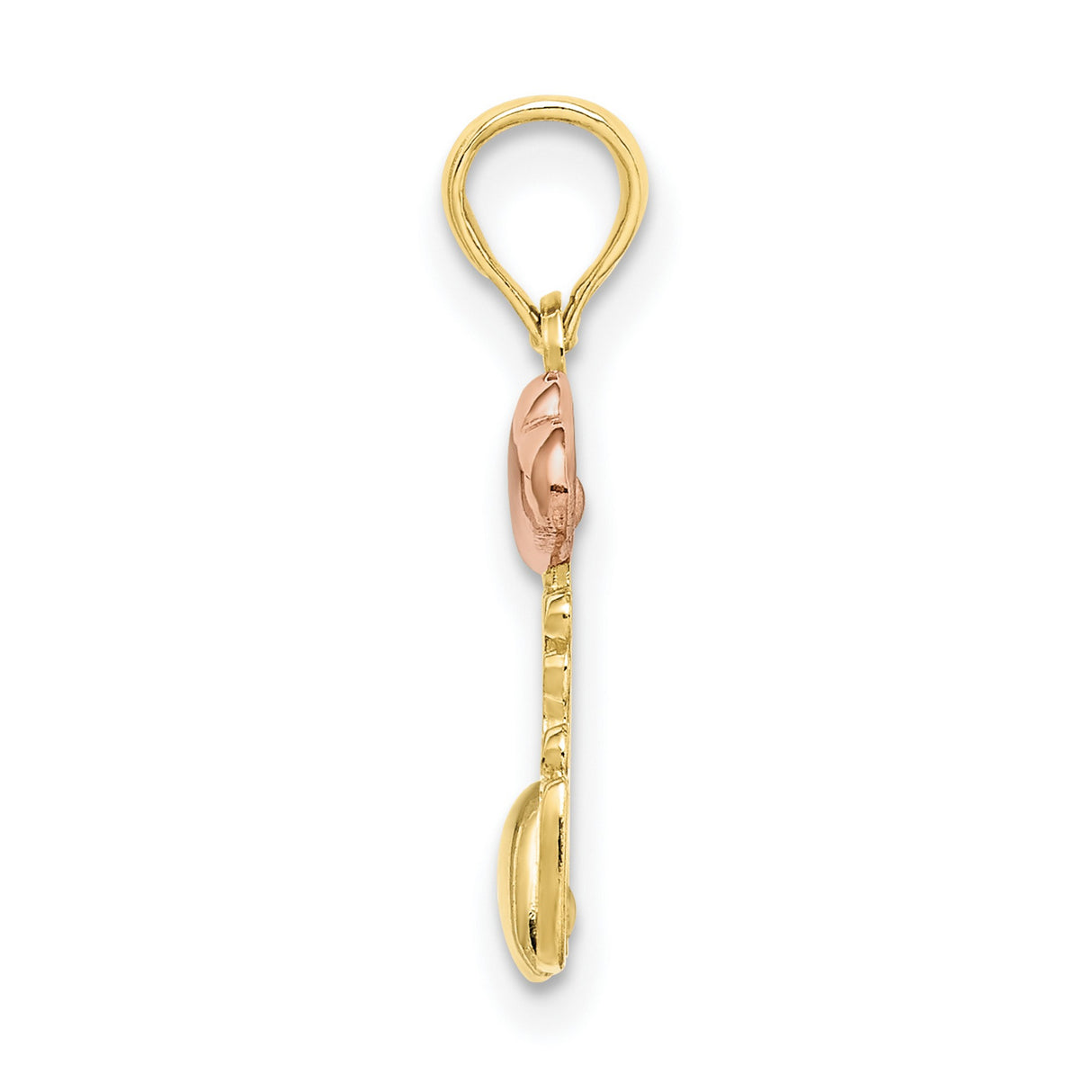10k Tri-Color Gold Heart Pendant with Yellow, Rose, and White Gold Accents for Women