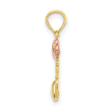 10k Tri-Color Gold Heart Pendant with Yellow, Rose, and White Gold Accents for Women