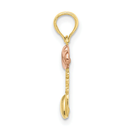10k Tri-Color Gold Heart Pendant with Yellow, Rose, and White Gold Accents for Women