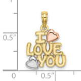 10k Tri-Color Gold Heart Pendant with Yellow, Rose, and White Gold Accents for Women