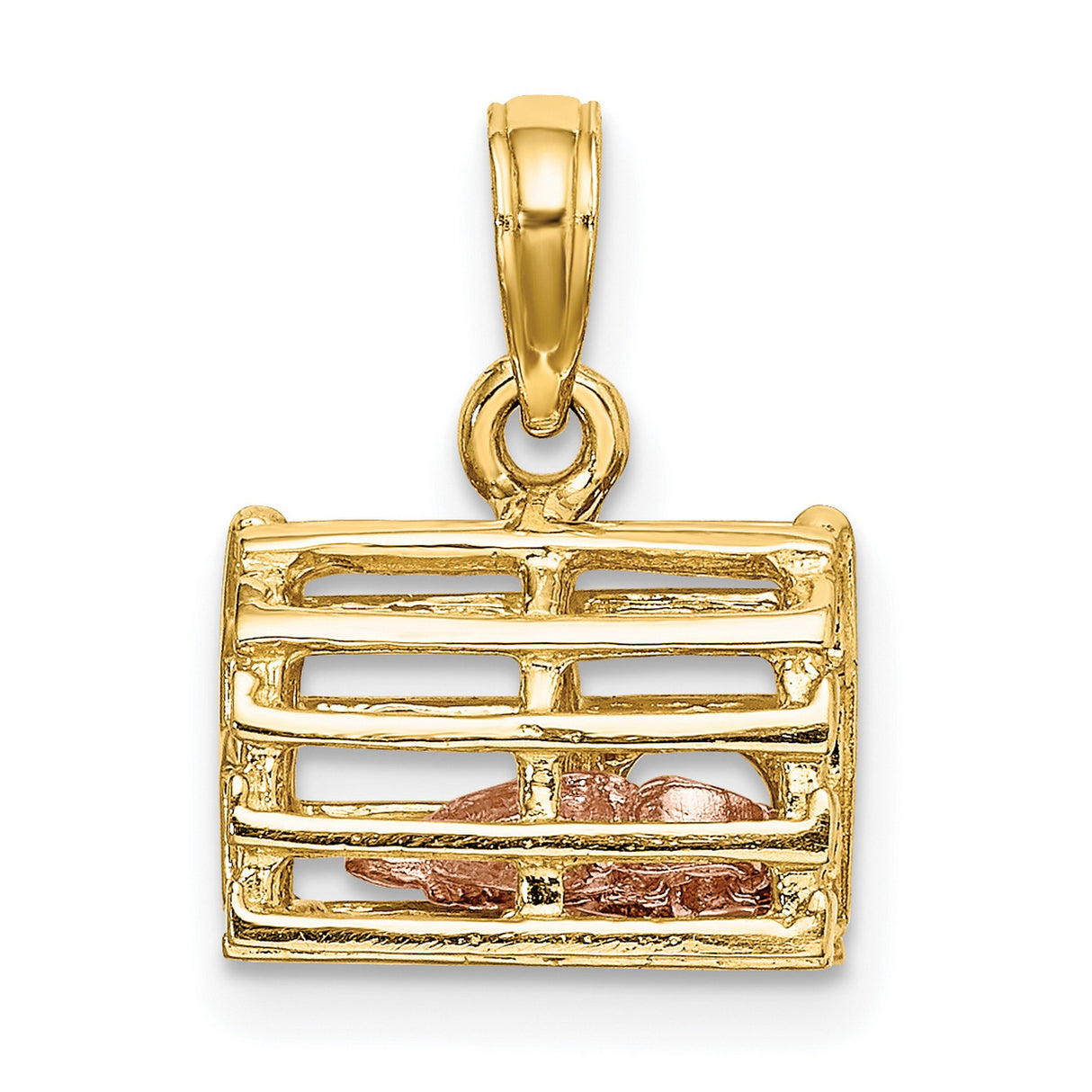 10k Two-Tone Gold Nativity Pendant with Baby Jesus in Manger, Religious Charm