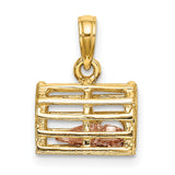 10k Two-Tone Gold Nativity Pendant with Baby Jesus in Manger, Religious Charm