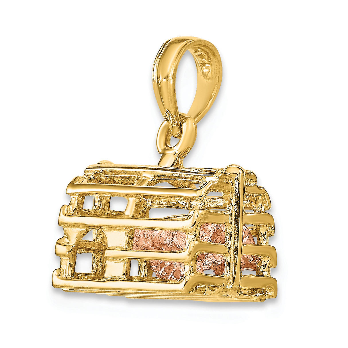 10k Two-Tone Gold Nativity Pendant with Baby Jesus in Manger, Religious Charm