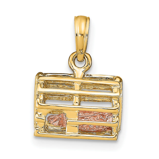 10k Two-Tone Gold Nativity Pendant with Baby Jesus in Manger, Religious Charm