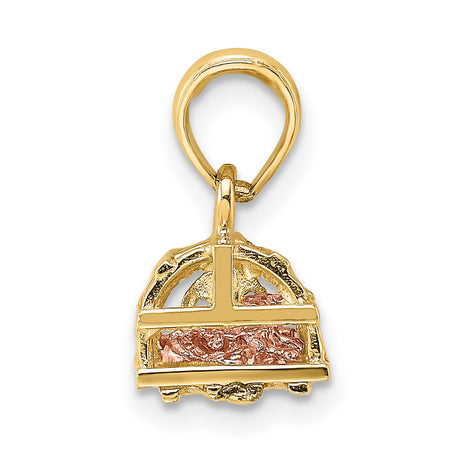 10k Two-Tone Gold Jesus Behind Bars Pendant, Christian Religious Theme