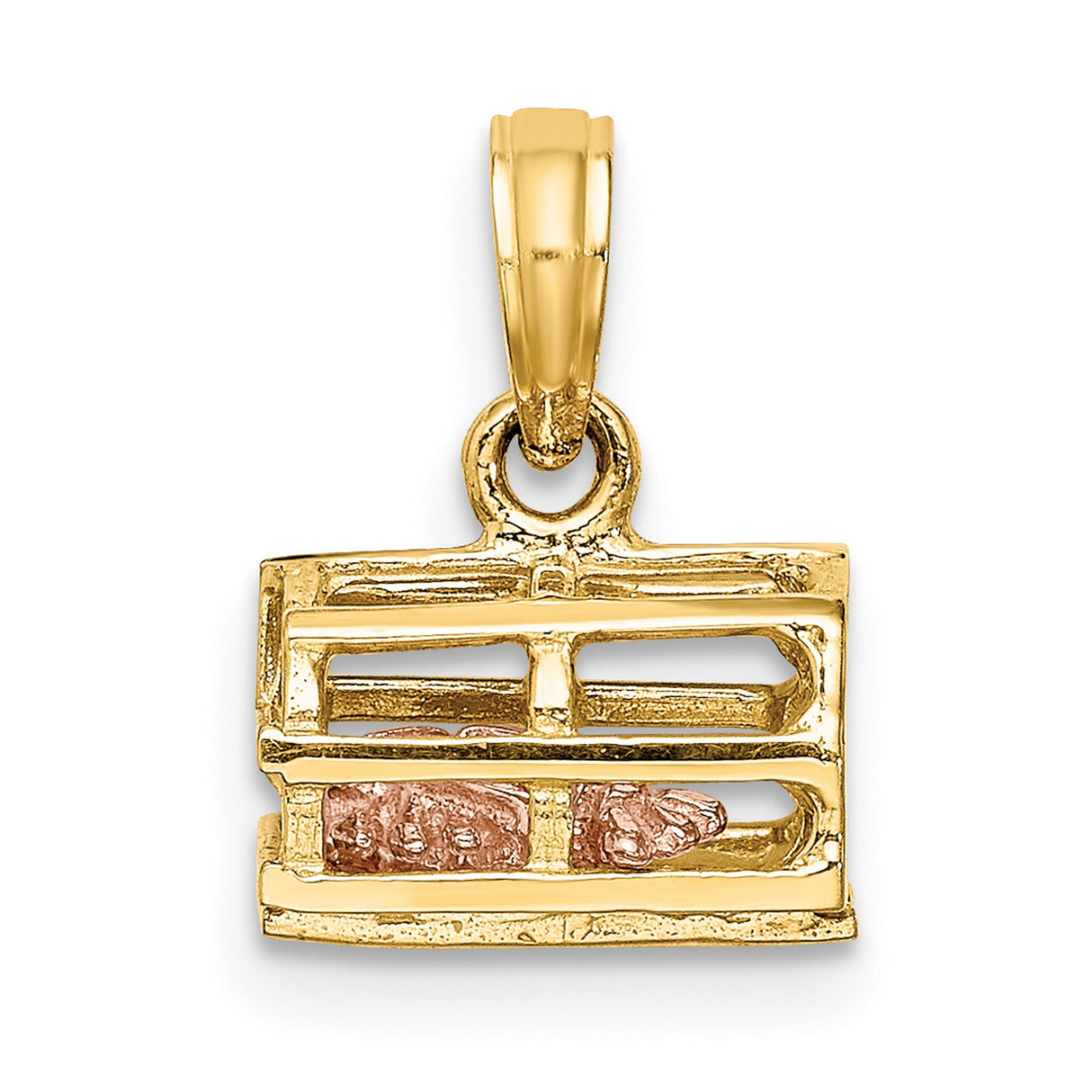 10k Two-Tone Gold Jesus Behind Bars Pendant, Christian Religious Theme