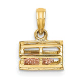 10k Two-Tone Gold Jesus Behind Bars Pendant, Christian Religious Theme