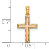 Polished Cross Charm Pendant in Real 10k Multi-Tone Gold