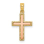 Polished Cross Charm Pendant in Real 10k Multi-Tone Gold