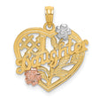 #1 DAUGHTER Heart Charm Pendant in Real 10k Multi-Tone Gold