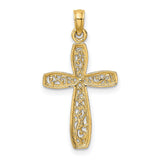 Filigree Cross Charm Pendant in Real 10k Multi-Tone Gold