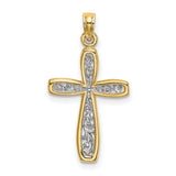 Filigree Cross Charm Pendant in Real 10k Multi-Tone Gold
