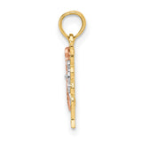 10k Two-Tone Gold Butterfly Pendant with Rose, White, and Yellow Gold Filigree Detailing