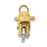 10k Two-Tone Gold Motorcycle Pendant, Detailed Sportbike Design for Men