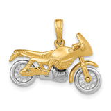 10k Two-Tone Gold Motorcycle Pendant, Detailed Sportbike Design for Men