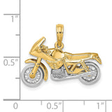 10k Two-Tone Gold Motorcycle Pendant, Detailed Sportbike Design for Men