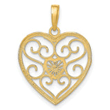 10k Multi-Tone Gold Heart Pendant with Raised Sacred Heart Symbol, Christian Religious Charm