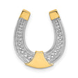 10k Multi-Tone Gold Horseshoe Pendant with Rhodium Accents, Western Lucky Charm