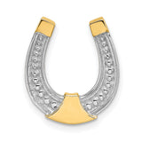 10k Multi-Tone Gold Horseshoe Pendant with Rhodium Accents, Western Lucky Charm