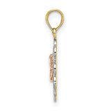 Small Angel In Heart Charm Pendant in Real 10k Multi-Tone Gold