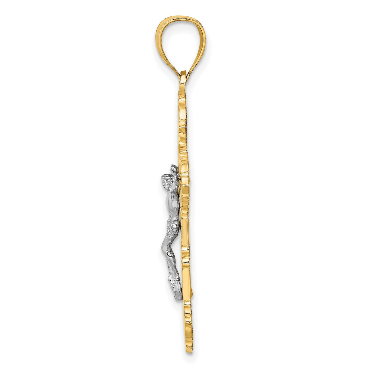 Crucifix with Scrolled Tips Charm Pendant in Real 10k Multi-Tone Gold