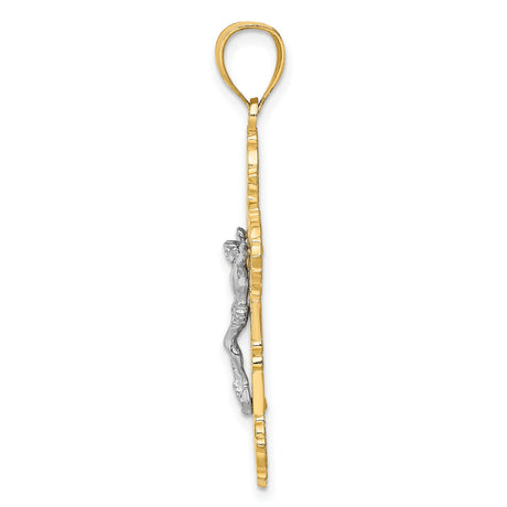 Crucifix with Scrolled Tips Charm Pendant in Real 10k Multi-Tone Gold