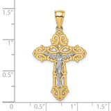 Crucifix with Scrolled Tips Charm Pendant in Real 10k Multi-Tone Gold