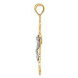 Crucifix with Scrolled Tips Charm Pendant in Real 10k Multi-Tone Gold