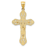 Crucifix with Scrolled Tips Charm Pendant in Real 10k Multi-Tone Gold