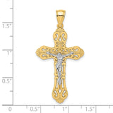 Crucifix with Scrolled Tips Charm Pendant in Real 10k Multi-Tone Gold