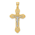 Crucifix with Scrolled Tips Charm Pendant in Real 10k Multi-Tone Gold