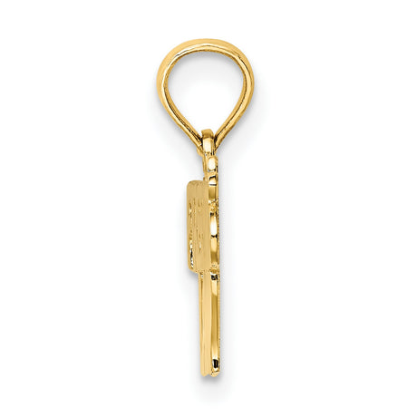 10k Yellow Gold Firefighters Lady Pendant with Bold Text Design for Women