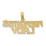 10k Yellow Gold Firefighters Lady Pendant with Bold Text Design for Women