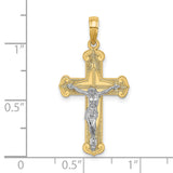 Engraved Crucifix Charm Pendant in Real 10k Multi-Tone Gold