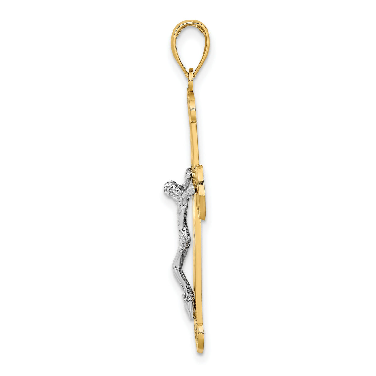 Engraved Crucifix Charm Pendant in Real 10k Multi-Tone Gold