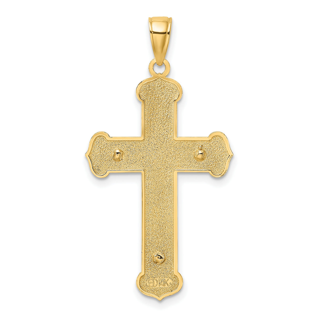 Engraved Crucifix Charm Pendant in Real 10k Multi-Tone Gold
