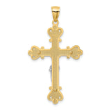 Engraved Crucifix Charm Pendant in Real 10k Multi-Tone Gold