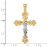 Engraved Crucifix Charm Pendant in Real 10k Multi-Tone Gold